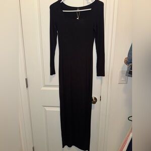 Black tight maxi dress